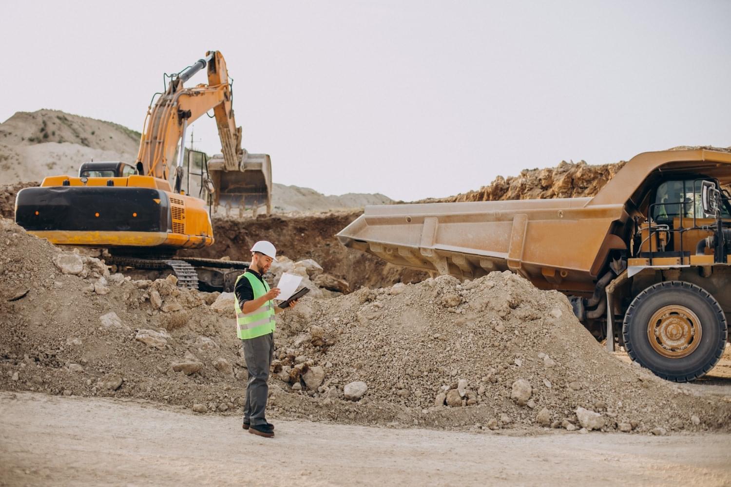 Worker at excavating job